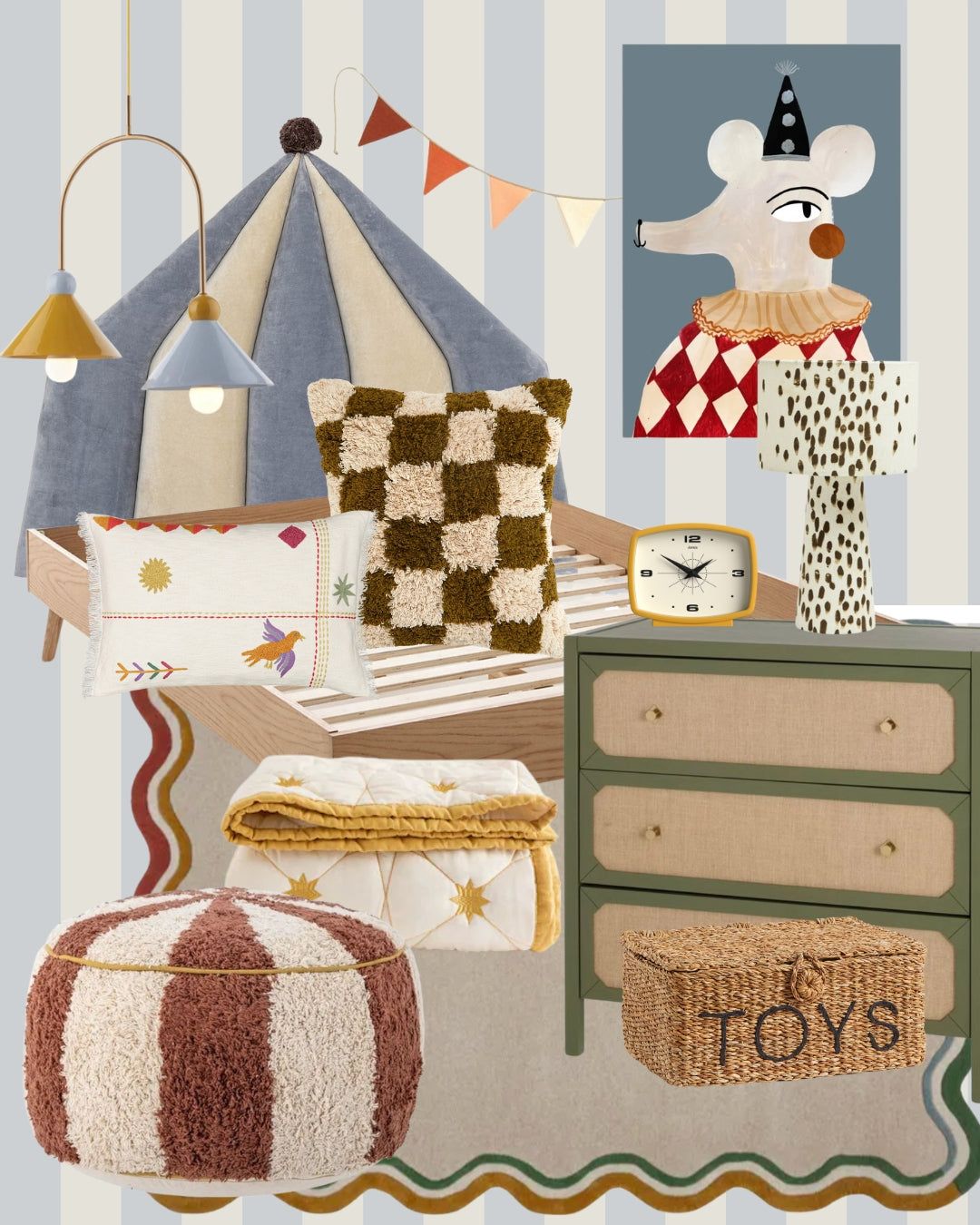 Pinterest Predicts 2026 : le retour de l'audace 13 Style circus déco chambre enfant moodboard 2026