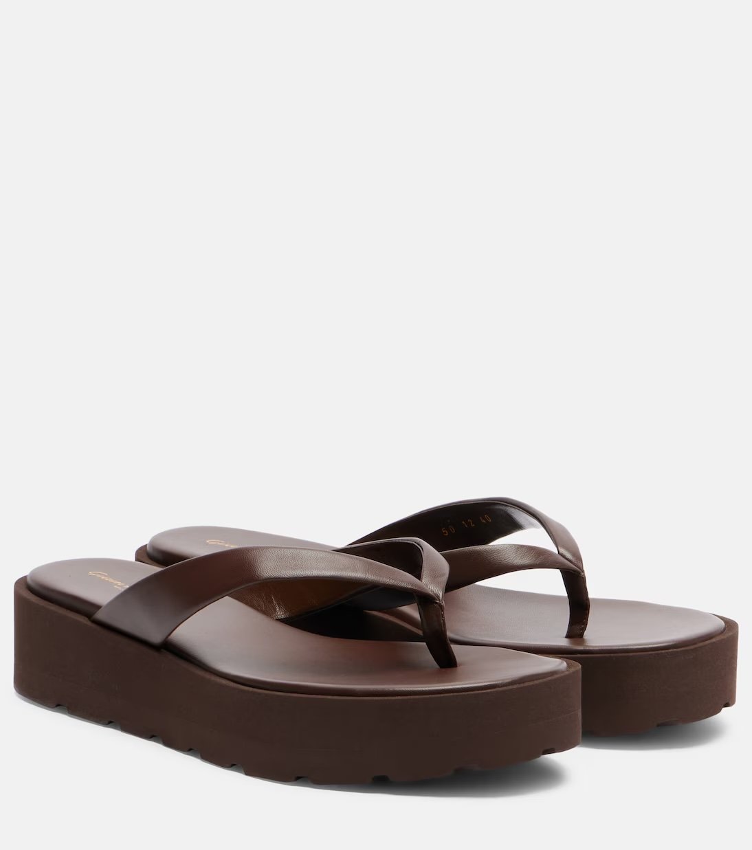 Tongs compensées cuir marron Gianvito Rossi