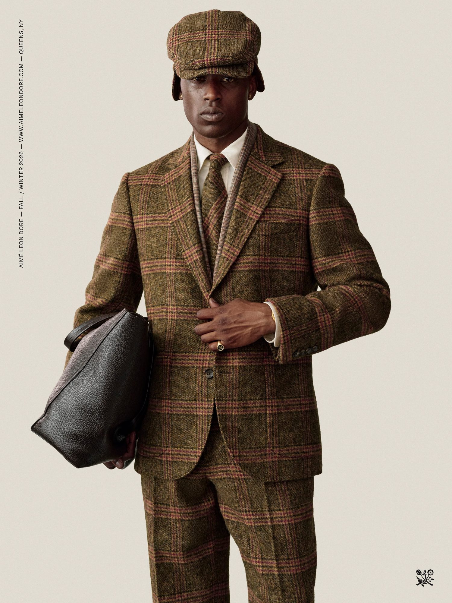 Le tartan et l'argyle comme motifs signatures de cet automne 5 Costume, cravate et casquette tartan Aimé Leon Dore